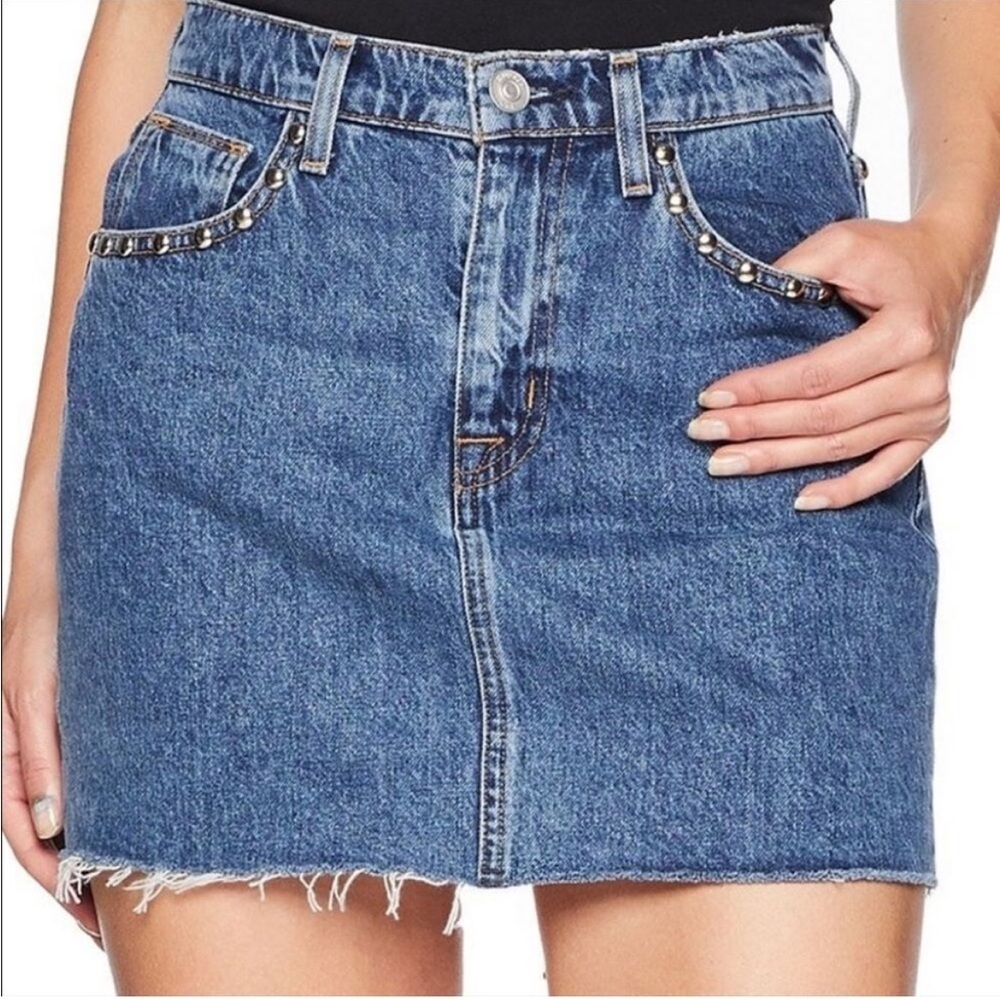 Hudson The Viper Studded Denim Mini A-Line Skirt Size 30
